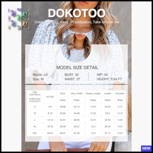 Floral Print Babydoll Blouse Smocked Puff Sleeve Crewneck Tunic Top Chic Casual - Picture 6 of 7